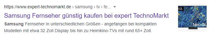 Google-Suchergebnis Expert Technomarkt