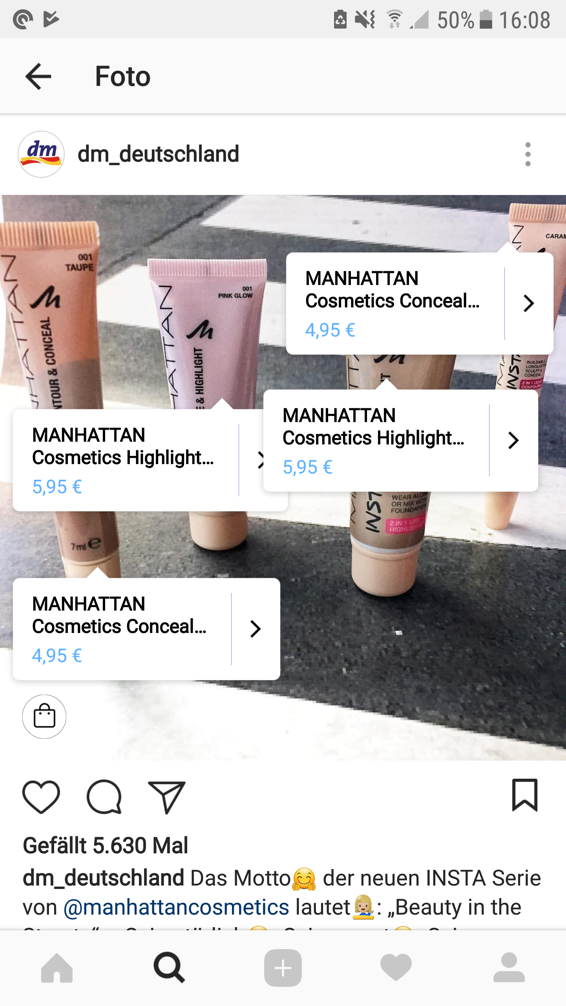 Shoppable Content DM Instagram Beispiel