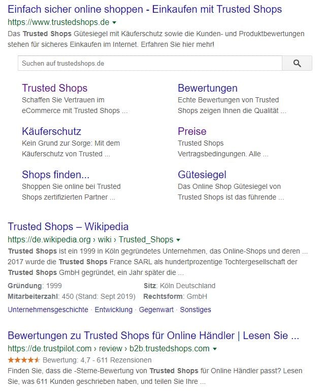 Suchergebnisse Trusted Shops