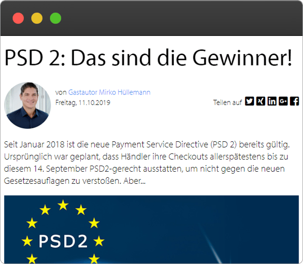 Screenshot: Gastbeitrag zur PSD2-Richtlinie.