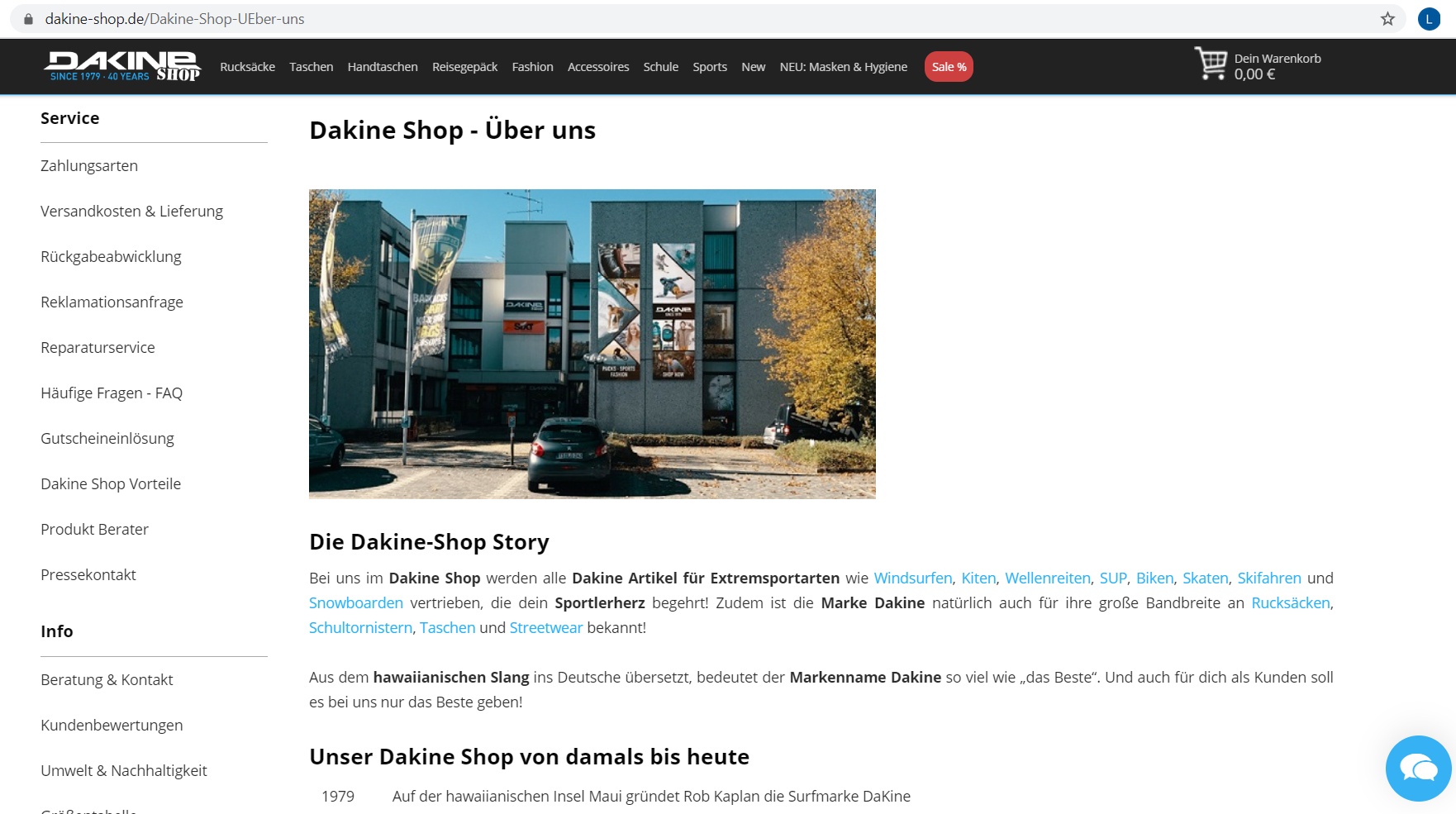 Dakine Shop Über uns Seite 1