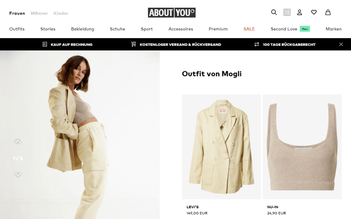 Screenshot: Beispiel für Cross-Selling im About You Online-Shop