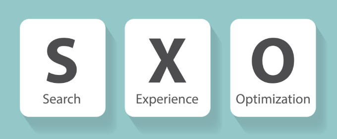 Grafik mit der Aufschrift SXO (Search Experience Optimization).