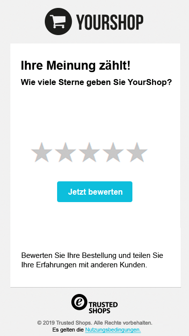 Grafik: Trusted Shops Kundenbewertungs-Einladung auf einem Smartphone-Bildschirm.