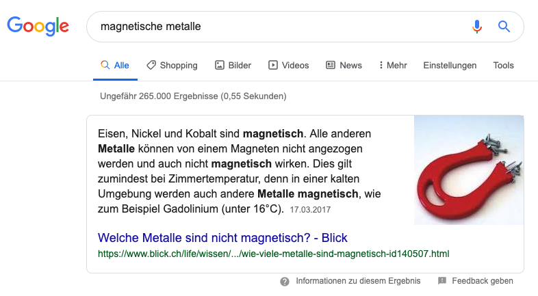 13. magnetische metalle featured snippet