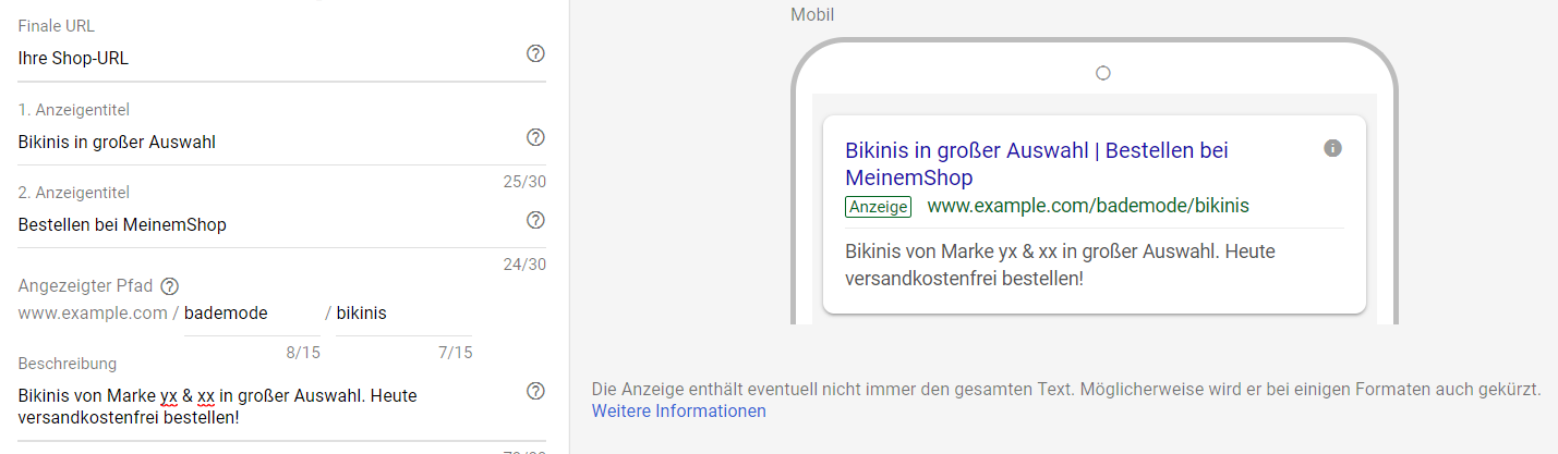 AdWords Anzeige