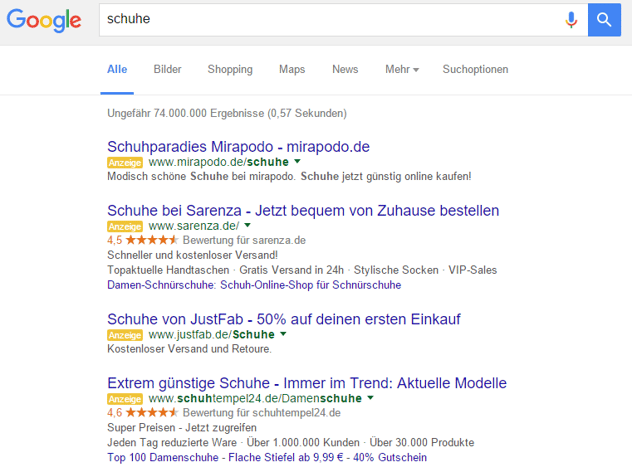 AdWords Anzeigen Top-Positionen AdWords Anzeigen Top-Positionen