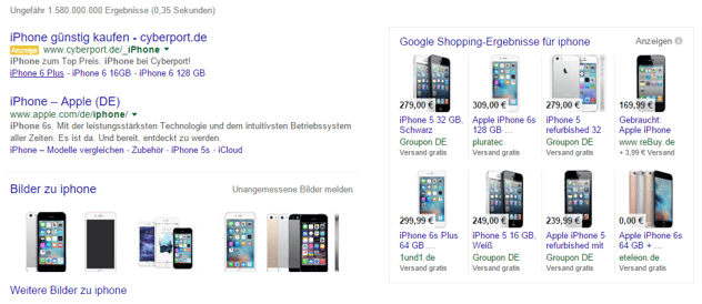 AdWords Produktanzeigen in der rechten Spalte AdWords Produktanzeigen in der rechten Spalte
