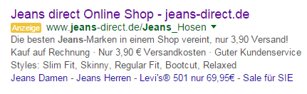 Snippet Anzeigenweiterung Snippet Anzeigenweiterung