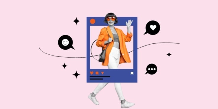 Grafik: Frau erhält Likes für ein Instagram-Bild. 