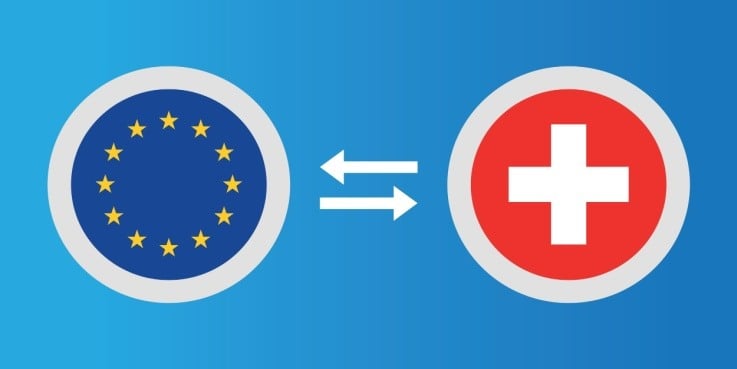 Das Bild symbolisiert den Datenaustausch zwischen der EU und der Schweiz.