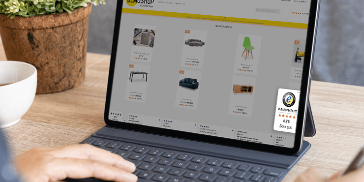 Seite eines Online-Shops mit Trusted Shops Gütesiegel