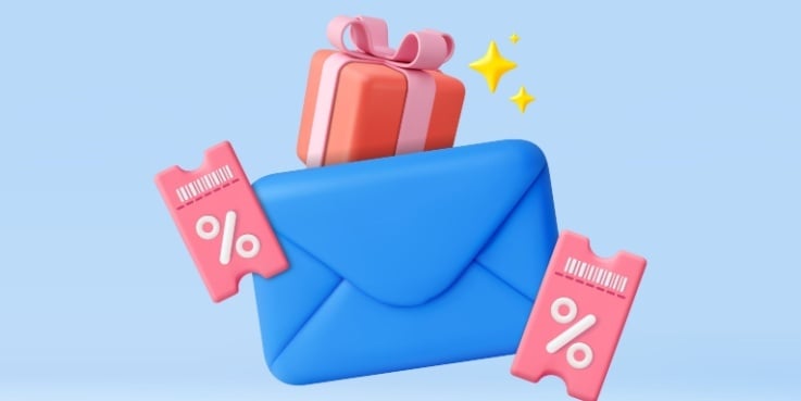 Ein Brief mit Rabattcode und Geschenk