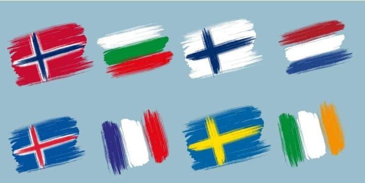 Verschiedene EU-Flaggen