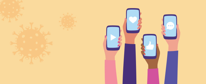 Menschen halten Smartphones hoch