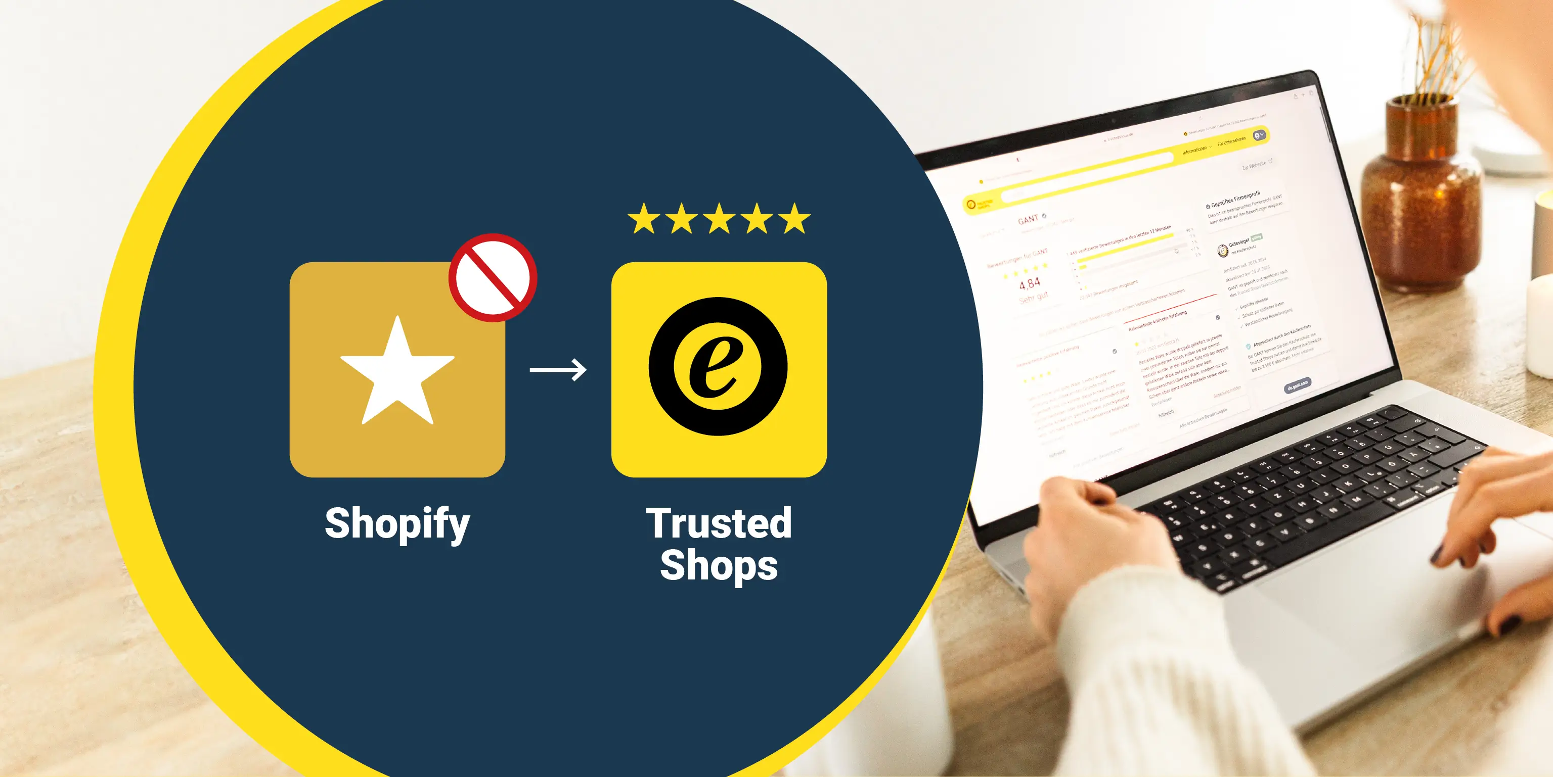 Bild zeigt Trusted Shops als Alternative zu Shopify Produktbewertungen.